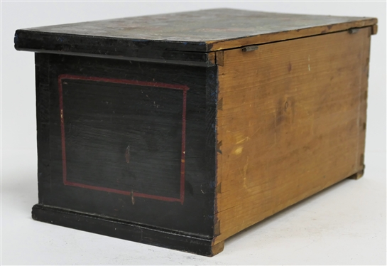 German 1920 Dated Hand Painted Dovetailed Box - Floral Painted with German Blessing  - Box Measures 6 1/2 Tall 13 by 7 - Hinges Need to Be Attached to Lid 