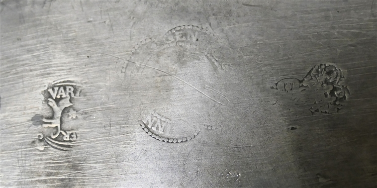 3 Pieces of 19th Century Pewter - 2 Hallmarked London 8 Plates and Small Oval Tray - Stamped on Back - Measures 9 by 5 