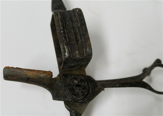 19th Century Candle Snuff / Scissors - Flower and Scroll Details - Measures 6 1/2 Long 
