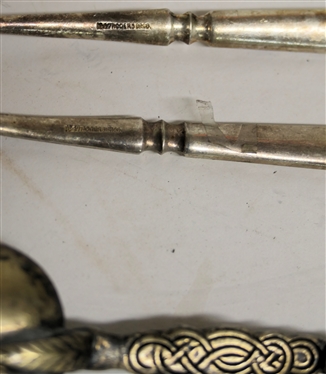 Cornelius Saunders & Frank Shepherd 1898 Sterling Silver Hallmarked Spoon - Heavily Decorated Bowl and Handle, Rogers A1 Crumber, and 2 Rogers Silverplate Nut Picks - Sterling Silver Spoon Weighs...