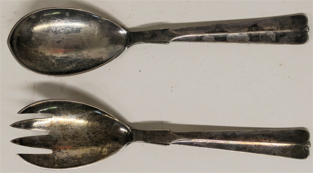 Hans Hansen "Baronet" Denmark Sterling Silver Salad Set - Serving Spoon and Fork - 153.0 Grams Total Weight  