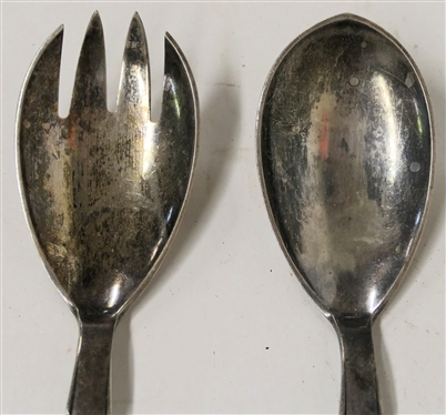 Hans Hansen Baronet Denmark Sterling Silver Salad Set - Serving Spoon and Fork - 153.0 Grams Total Weight  