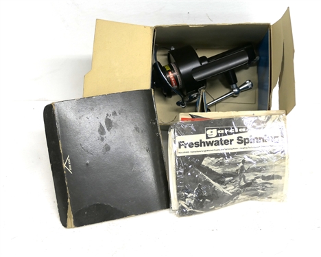 Vintage Garcia Mitchell Model 300 Spinning Reel - Right Hand Model - Code No. 05010 - New in Original Outer Box with Instructions - Box Lid is Detached 
