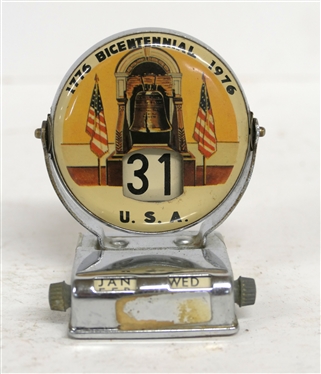 1776-1976 USA Bicentennial Desk Calendar -Made in Japan - Double Sided with Liberty Bell and Flags - Calendar Measures 2 3/4 Tall 