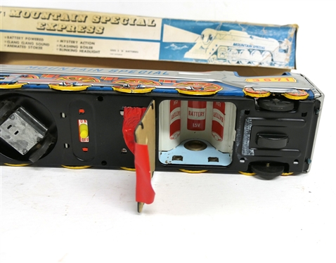 Modern Toys Mountain Special Express Battery Powered Mystery Action Tin Litho Train - Number 3671 - In Original Box - Clean Battery Compartment -Made in Japan - Train Measures 16 Long