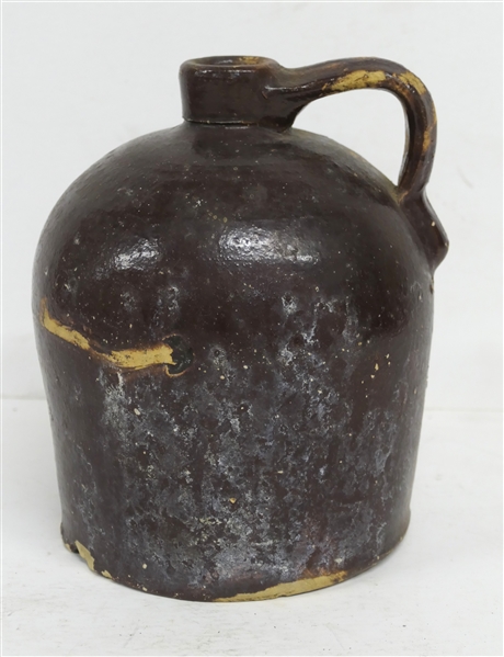 Squatty Brown Stone Jug - Measures 8" Tall 