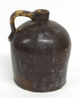 Squatty Brown Stone Jug - Measures 8 Tall 