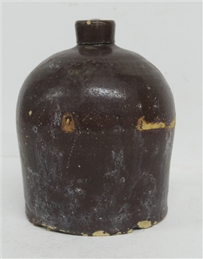Squatty Brown Stone Jug - Measures 8 Tall 
