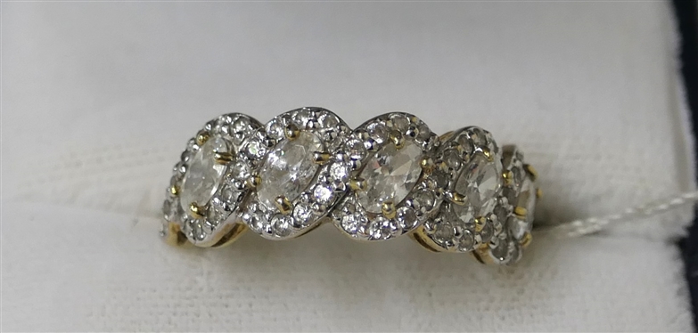 Gold Washed Sterling Silver Ring Loaded with CZ Stones - Size 7