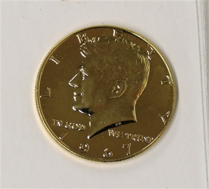 1967 Presidents of the USA Kennedy $1/2 Dollar -24k  Gold Layered Half Dollar with American Mint Certificate of Authenticity 