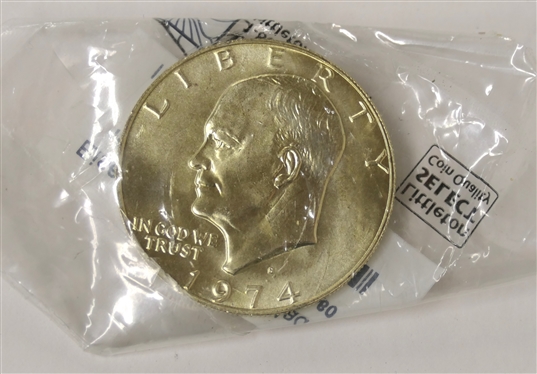 1974 S - Eisenhower Silver Clad Dollar -  Uncirculated - 60 - In Original Littleton Coin Co. Sealed Pouch 