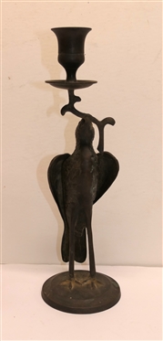 Solid Brass Figural Bird Candlestick Bird Holding Twig with Candle - Made in India - Candle Stick Measures 9 3/4 Tall 