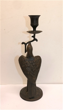 Solid Brass Figural Bird Candlestick Bird Holding Twig with Candle - Made in India - Candle Stick Measures 9 3/4 Tall 