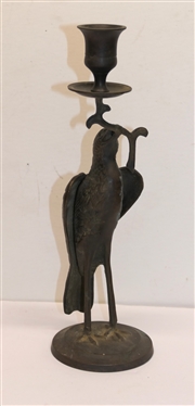 Solid Brass Figural Bird Candlestick Bird Holding Twig with Candle - Made in India - Candle Stick Measures 9 3/4 Tall 