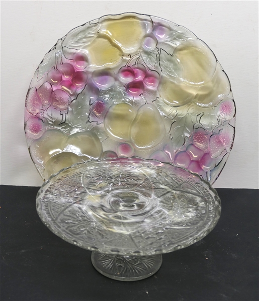 EAPG Cake / Dessert Stand and Fruit Platter - Stand is 3" Tall 9 1/2" across - Platter 13" 