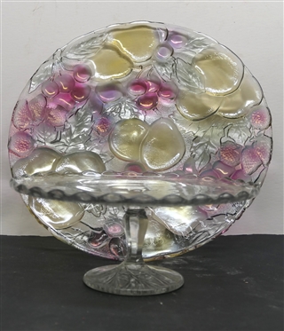 EAPG Cake / Dessert Stand and Fruit Platter - Stand is 3 Tall 9 1/2 across - Platter 13 
