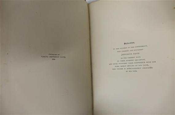 Jefferson Davis Ex - President of the Confederate States  A Memoir by His Wife in Two Volumes - Volumes I and II - Copyright by Varina Jefferson Davis 1890 - Belford Company Publishers - New York...