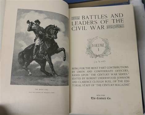 Battles and Leaders of the Civil War Volumes 1 - 4 - The Century Co. - New York - Copyright 1887 - Rebound with Blue Hardcovers 