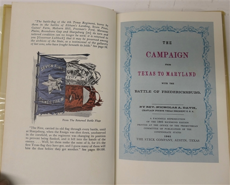 The Campaign from Texas to Maryland with the Battle of Fredericksburg by Rev. Nicholas A. Davis - Richmond 1963 - Hardcover Book Reproduced in 1961 by The Steck Company Austin, Texas and The...
