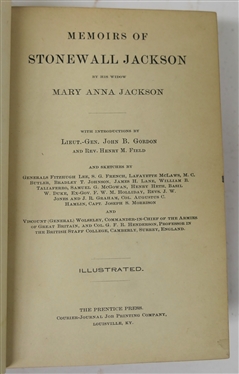 Memoirs of Stonewall Jackson By His Widow Mary Anna Jackson - Illustrated - Copyright 1895 by Courier - Journal Job Printing Co. - The Prentice Press - Louisville, KY -Red  Leather Bound...