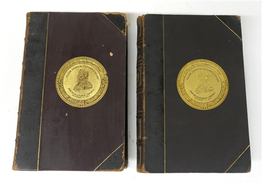 Signed by U.S. Grant and Dated 1885  Personal Memoirs of U.S. Grant Volumes I & II - 1885 Leather Bound Books with Marbleized End Pages - Volume I - - Both Volumes in Good Overall Condition -...