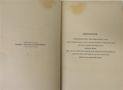 The Davis Memorial Volume: or our Dead President, Jefferson Davis, and the World''s Tribute To His Memory by J. Wm. Jones, D.D. -1890 Leather Bound Book with Marbleized End Pages - Published by...