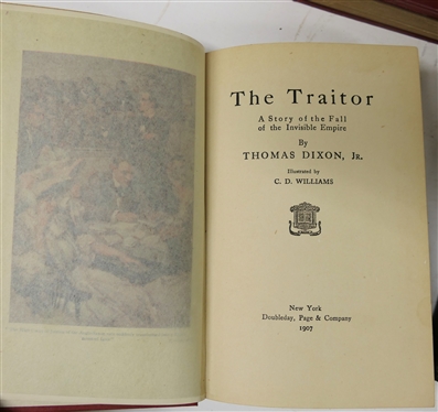 5 Hardcover Books by Thomas Dixon Jr. - The Leopard''s Spots 1906, The Traitor 1907, The One Woman 1903, Comrades 1909, and The Clansman 1907 