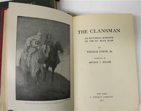 5 Hardcover Books by Thomas Dixon Jr. - The Leopard''s Spots 1906, The Traitor 1907, The One Woman 1903, Comrades 1909, and The Clansman 1907 