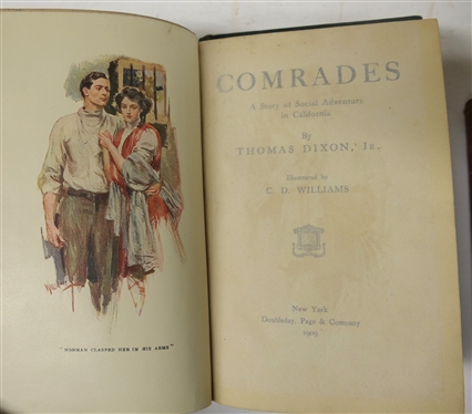 5 Hardcover Books by Thomas Dixon Jr. - The Leopard''s Spots 1906, The Traitor 1907, The One Woman 1903, Comrades 1909, and The Clansman 1907 