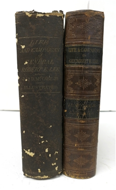 2 Copies of "Life and Campaigns of General Robert E. Lee" by James B. McCabe, Jr. - 2 Hard Cover Books - Leather Bound 1866 - With Maps and Steel Engravings and Brown Cover 1870 - in Rougher Condition
