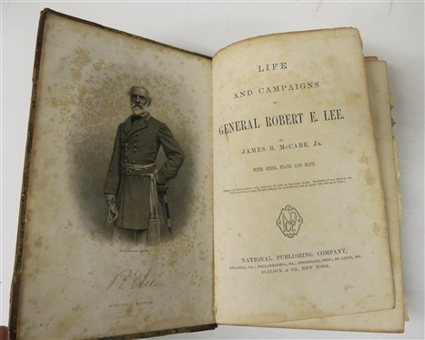 2 Copies of Life and Campaigns of General Robert E. Lee by James B. McCabe, Jr. - 2 Hard Cover Books - Leather Bound 1866 - With Maps and Steel Engravings and Brown Cover 1870 - in Rougher Condition