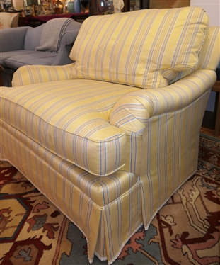 Yellow and Blue Striped Chair and A Half - Custom Made by Barnes Custom Upholstery - High Point, NC - Very Clean and Comfortable - Chair is 31 Tall 39 Wide 36 Deep 