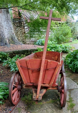 Antique Red Painted Goat Wagon 
