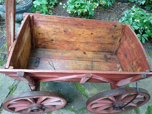 Antique Red Painted Goat Wagon 