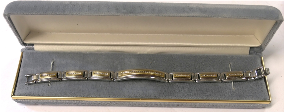 Men''s Bracelet - Stainless Steel and 10kt Gold with Diamond Accents - Marked Stainless Steel 316L and 10K - Bracelet Measures 7 3/4 Long