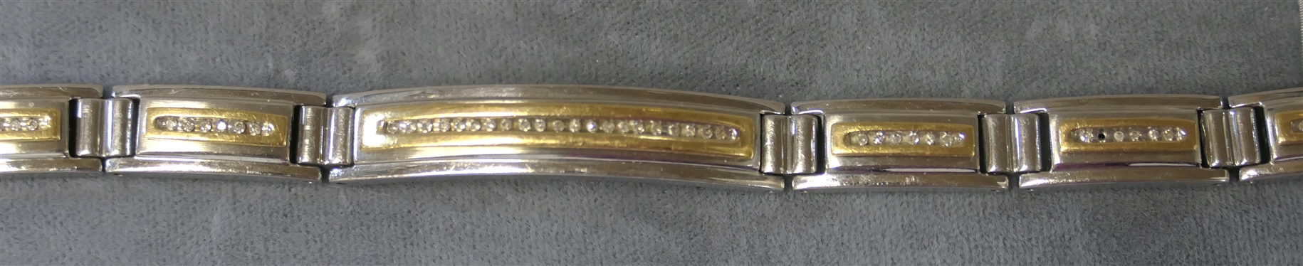 Men''s Bracelet - Stainless Steel and 10kt Gold with Diamond Accents - Marked Stainless Steel 316L and 10K - Bracelet Measures 7 3/4 Long