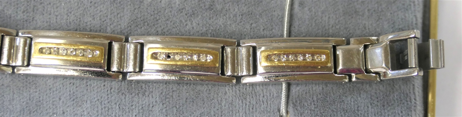 Men''s Bracelet - Stainless Steel and 10kt Gold with Diamond Accents - Marked Stainless Steel 316L and 10K - Bracelet Measures 7 3/4 Long