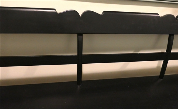 Nice Long Black Painted Deacons Bench - 1 Board Seat Bottom - Bench Measures 72 Long 18 1/2 Deep