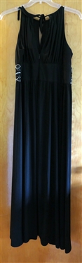 RM Richards Beautiful Black Gown - Beaded Waist - Halter Neckline - Size 16 