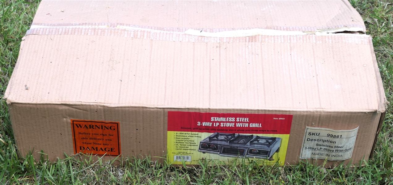 Stainless Steel 3 Way LP Gas Stove With Grill - New in Box