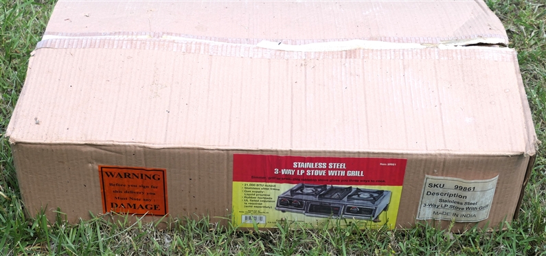 Stainless Steel 3 Way LP Gas Stove With Grill - New in Box