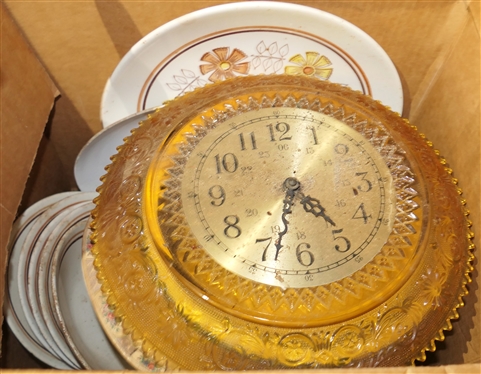 Amber Glass Clock - Vintage Dishware 