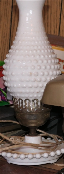 Hobnail Milk Glass Lamp 