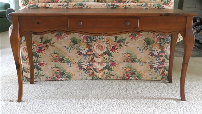 Habersham Plantation Pine Sofa Table with Dovetailed Drawer - Scalloped Apron - Table Measures 28 1/2" Tall 55" by 16"