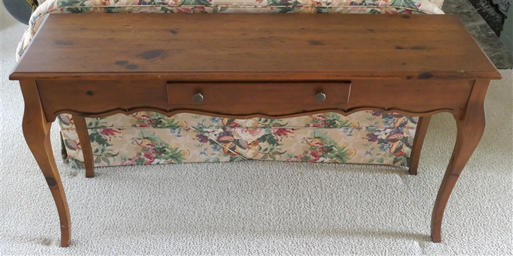 Habersham Plantation Pine Sofa Table with Dovetailed Drawer - Scalloped Apron - Table Measures 28 1/2 Tall 55 by 16