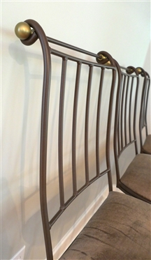 3 - Charleston Forge - Boone, NC Swivel Bar Stools - Bronze Finished Metal Frames with Leather Seats - High Backs - Swivel Seats - Very Heavy Well Made Stools - Measures 30 To Seat 