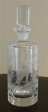 Outstanding Etched Crystal Decanter - Stag Seer with Trees and Grasses - Decanter Measures 9" Tall Not Including Stopper 
