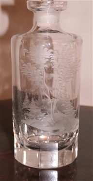 Outstanding Etched Crystal Decanter - Stag Seer with Trees and Grasses - Decanter Measures 9 Tall Not Including Stopper 