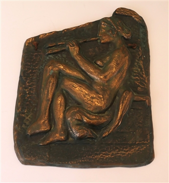 Copper by E. Philippakis Grecian Copper Plaque - Hammered Finish - Embossed Musician Scene - Original Sticker on Back - Plaque Measures 15" By 12" 