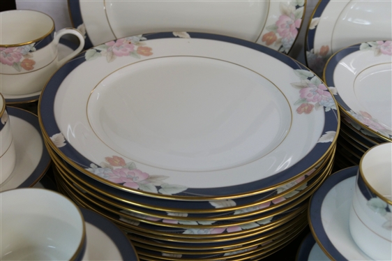 71 Pieces of Gorham Mae Bloom Fine China with hand banded 24kt Gold - Like New with Most Original Stickers - 12 5 Piece Place Settings (Missing 1 Cup) - Dinner Plate, Salad Plate, Dessert / Bread...